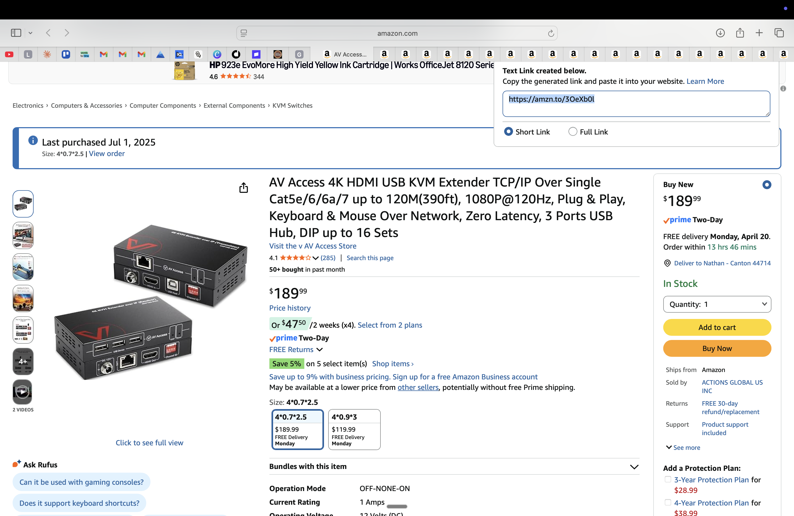 AV Access 4K HDMI USB KVM Extender over Cat6