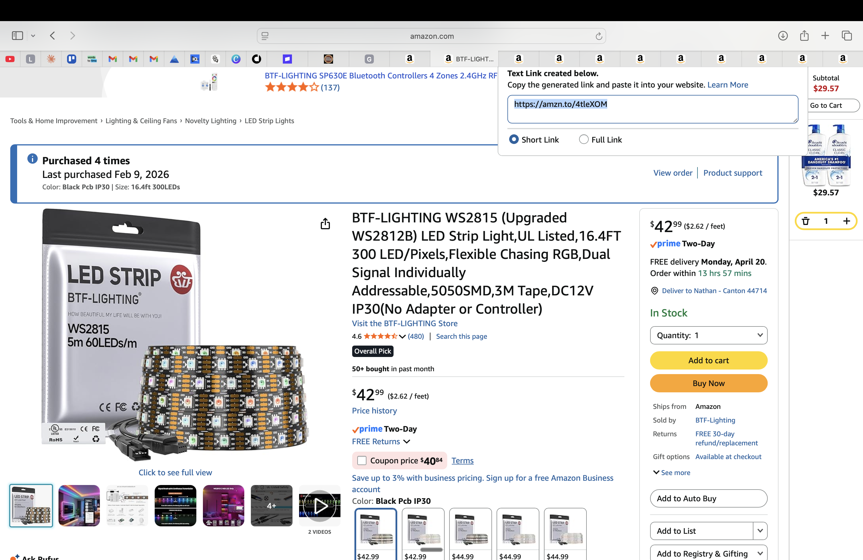 BTF-LIGHTING WS2815 LED Strip (16.4ft)