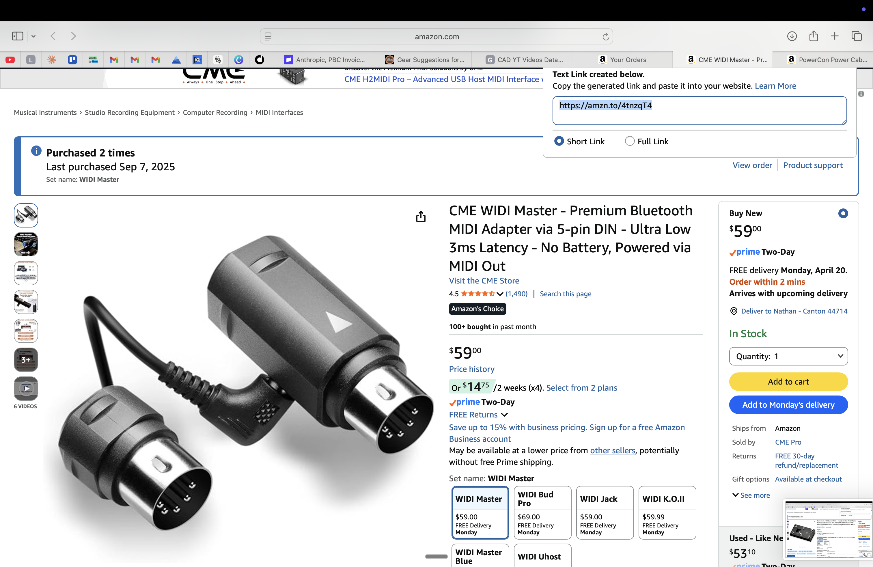CME WIDI Master Bluetooth MIDI (5-pin DIN)