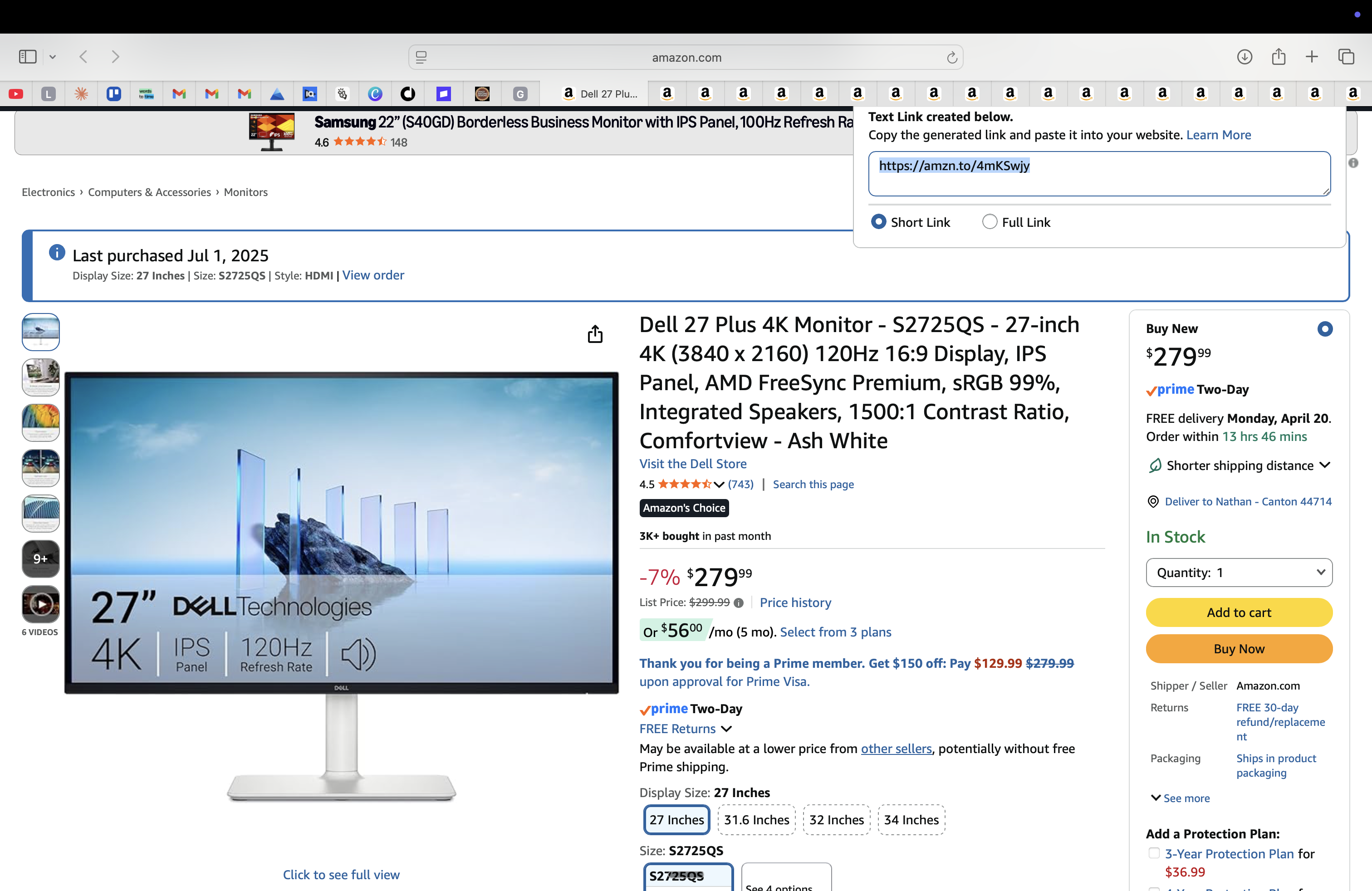 Dell 27" 4K Monitor (S2725QS)