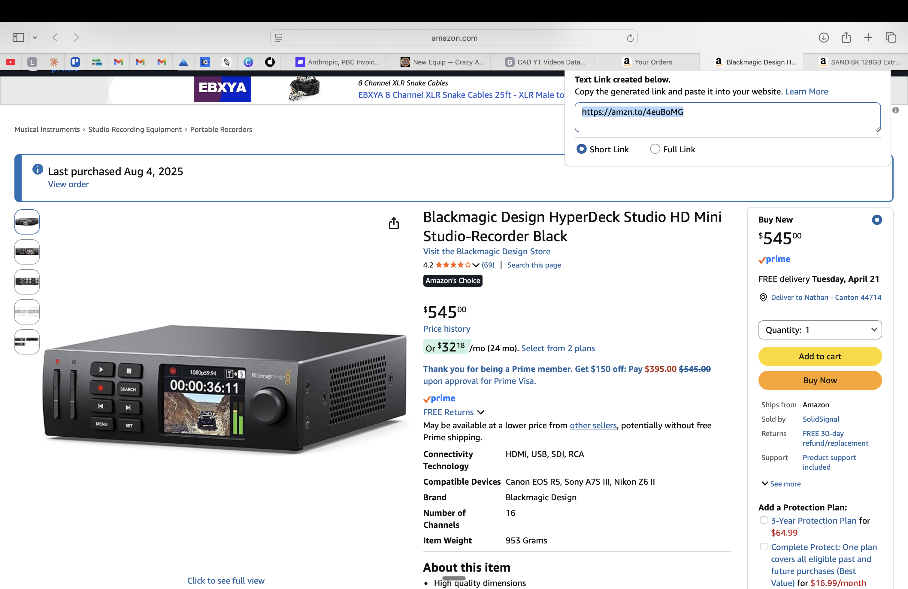 Blackmagic HyperDeck Studio HD Mini