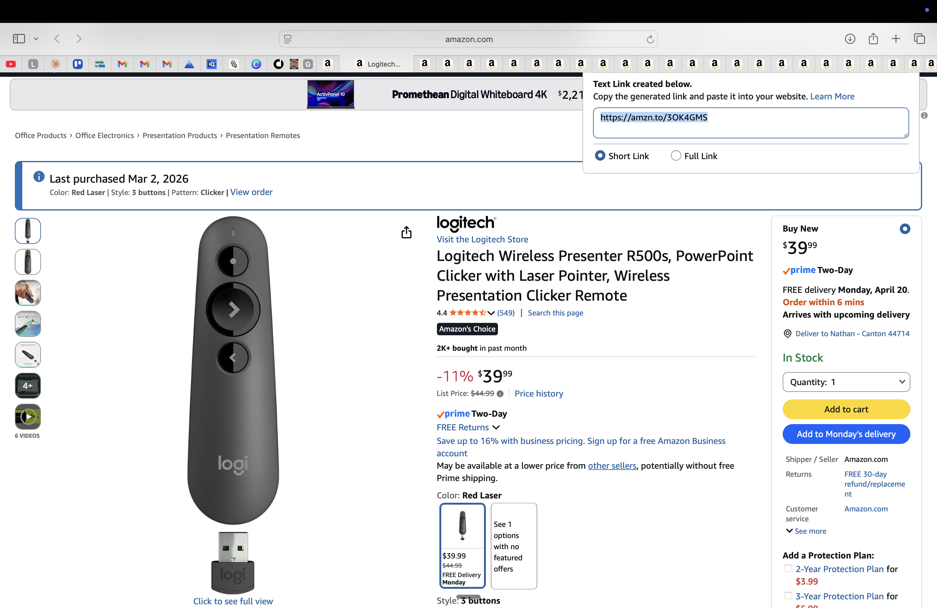 Logitech R500s Wireless Presenter
