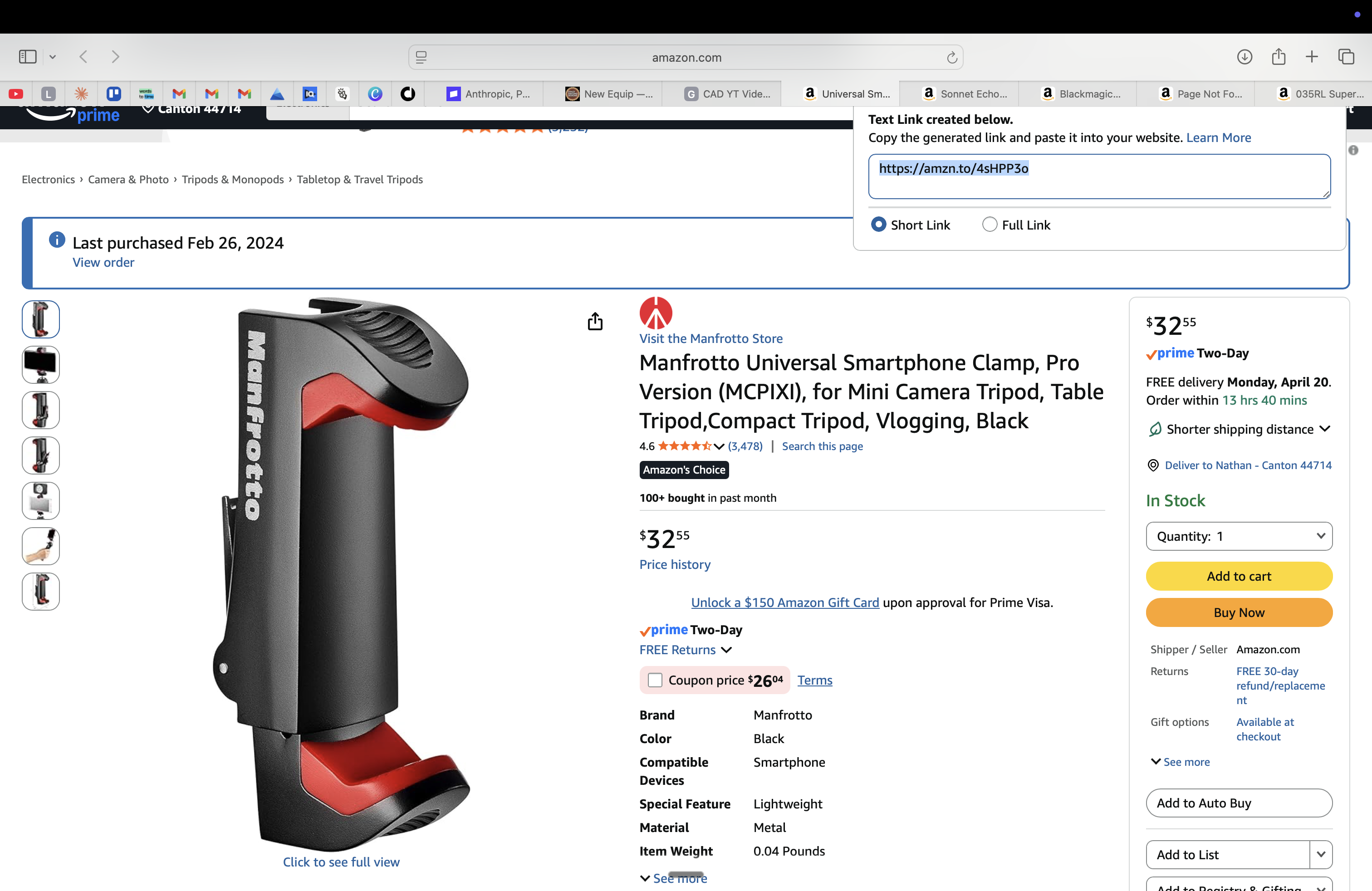 Manfrotto Universal Smartphone Clamp (MCPIXI)