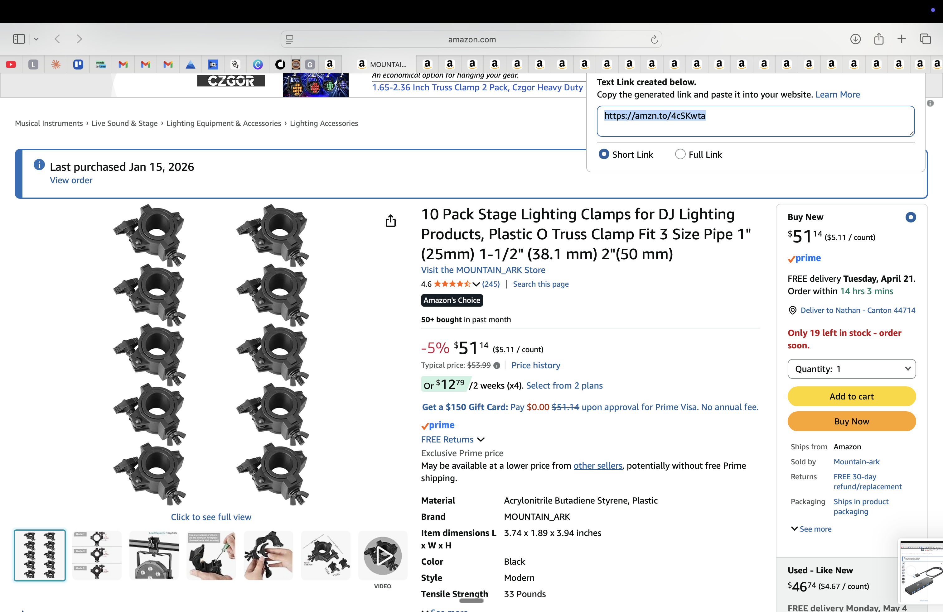 Stage Lighting O-Truss Clamps (10-Pack)