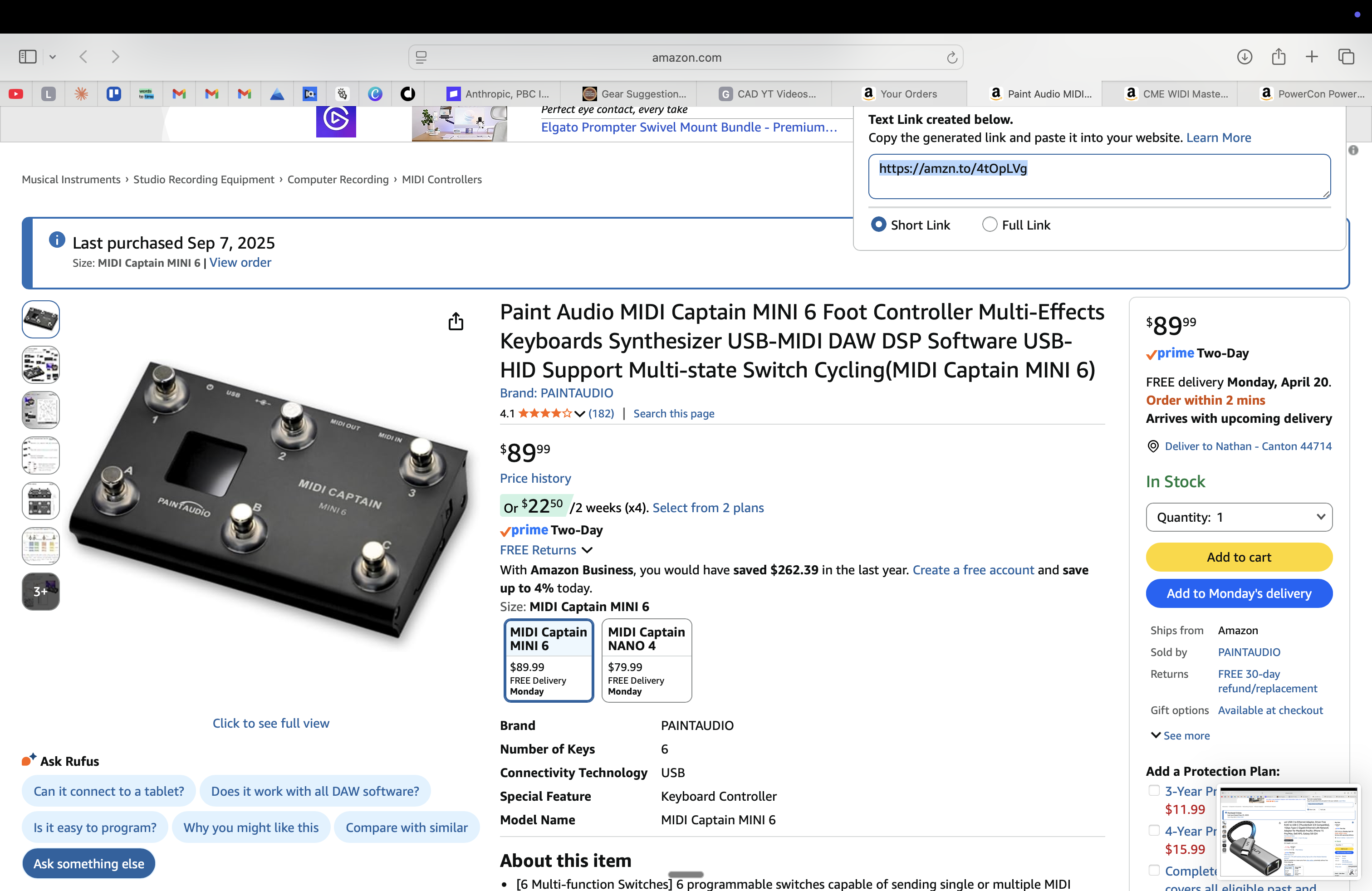Paint Audio MIDI Captain MINI 6 Foot Controller