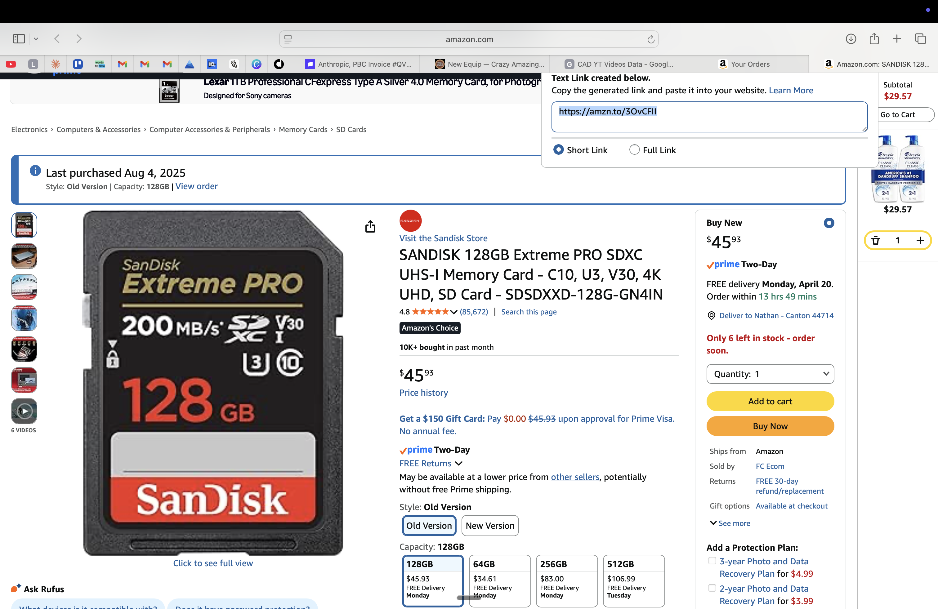 SanDisk 128GB Extreme PRO SDXC UHS-I V30