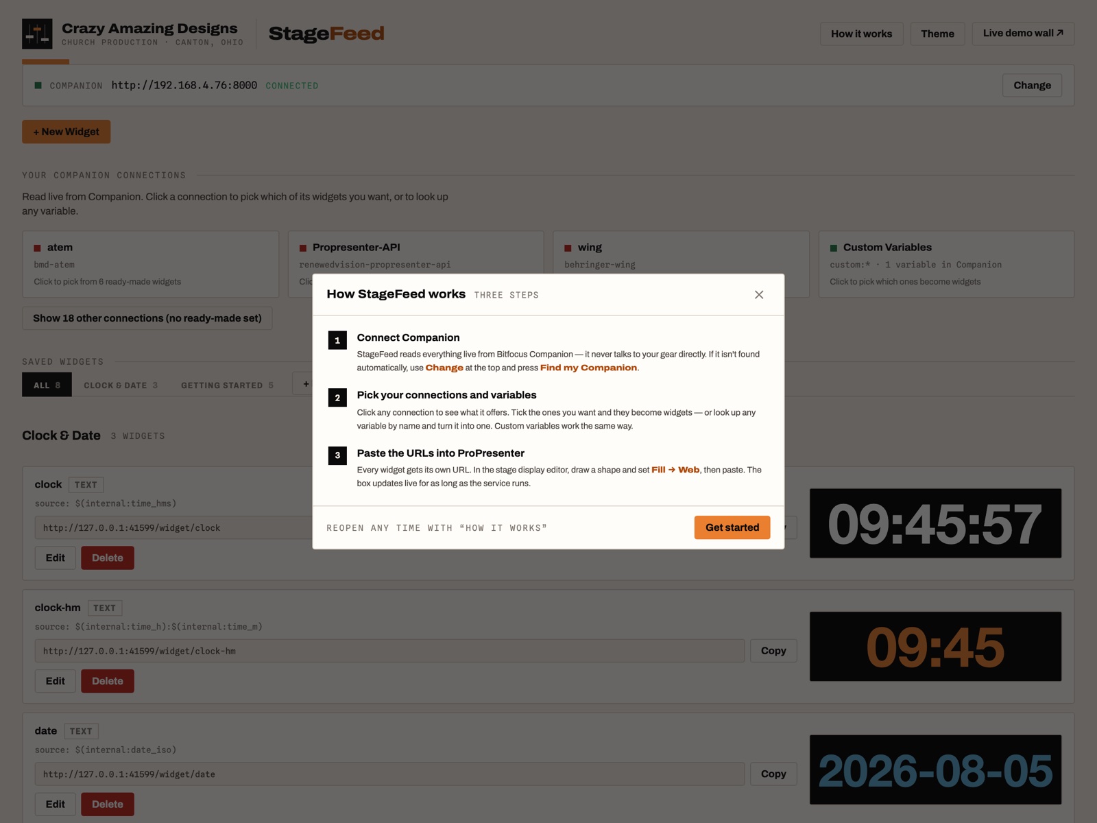 StageFeed — Live Production Data on Your ProPresenter Stage Display — view 5