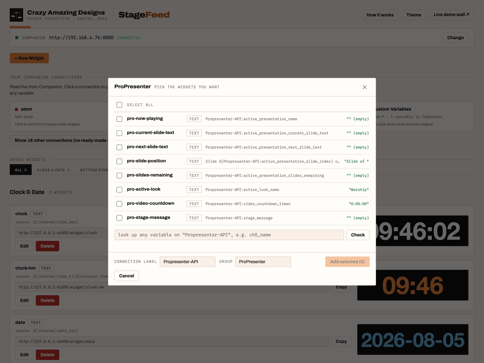 StageFeed — Live Production Data on Your ProPresenter Stage Display — view 4